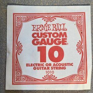 Ernie Ball Custom Gauge 10 Electric Or Acoustic Guitar Strings 5 Individual Pack